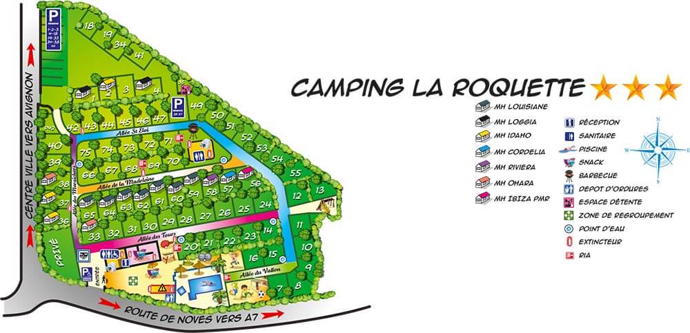 Camping La Roquette campsite map